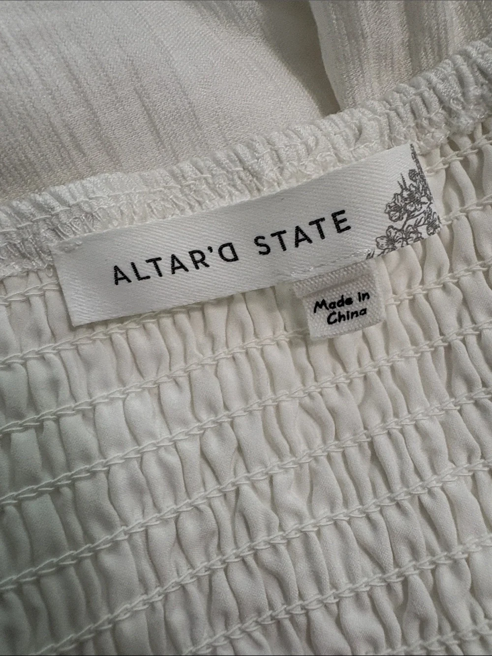 Altar'd State Ivory Puff-Sleeve Twist-Front Mini Dress